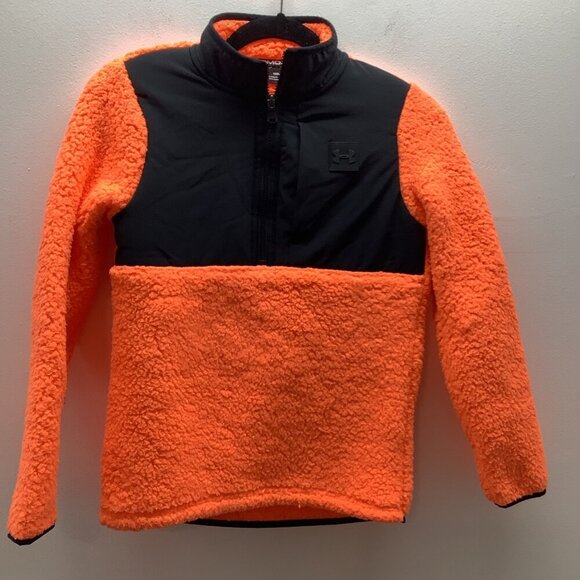 Under Armour Sherpa Fleece Vest Orange Boys Sz Youth-M NWT $50 - Picture 2 of 5